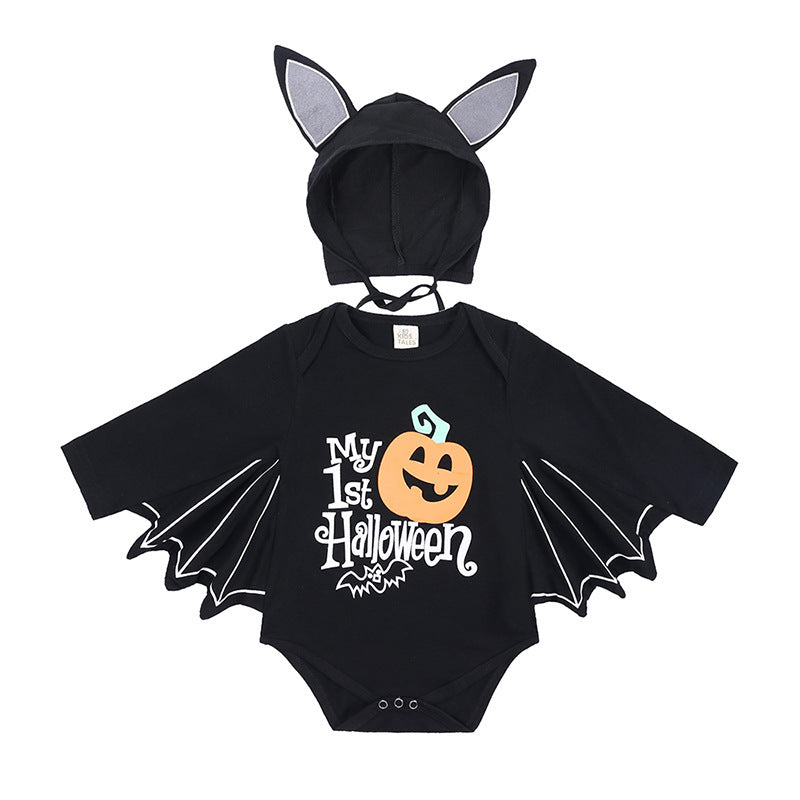 Halloween Baby Jumpsuit – Pumpkin & Letter Style