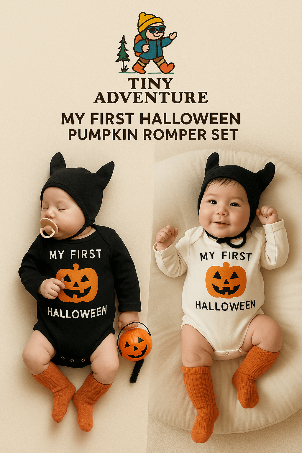 My First Halloween Pumpkin Romper Set (3 Pieces) 🎃