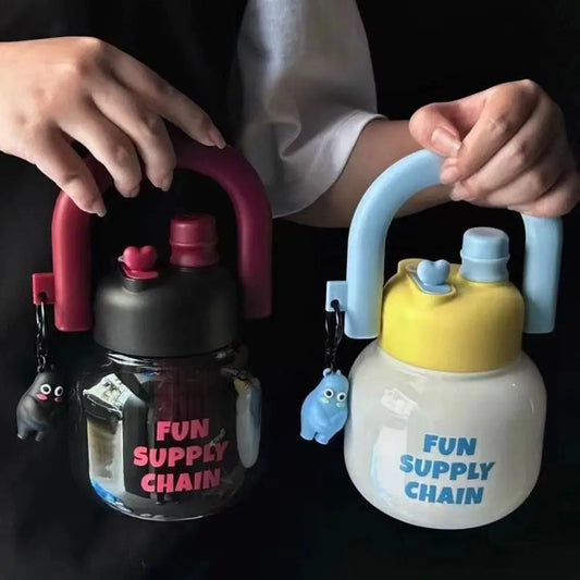 800ml Double Drink Water Bottle with Lid & Pendant