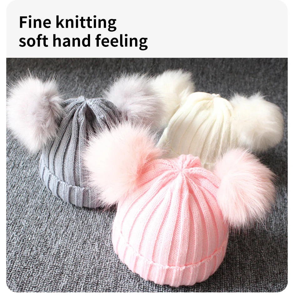 Cute Pompom Baby Winter Hat – Knitted Beanie with Ear Protection