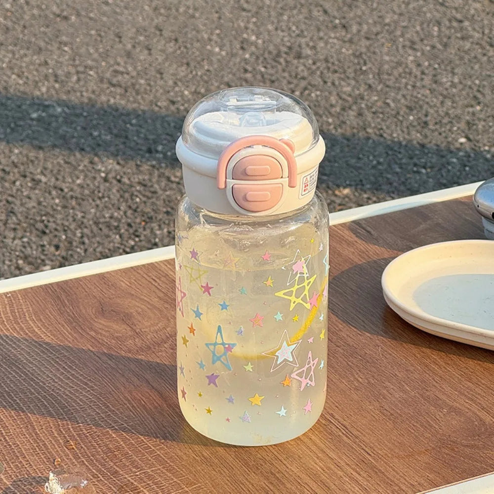 500ml Transparent Graffiti Straw Water Bottle with Strap โ Leakproof & BPA Free