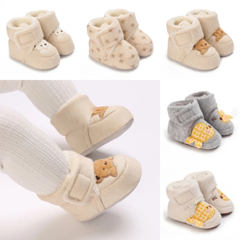 Baby First Walker Shoes – Soft Cotton Cartoon Booties
