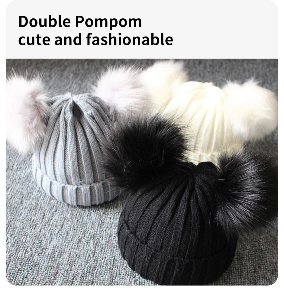 Cute Pompom Baby Winter Hat – Knitted Beanie with Ear Protection
