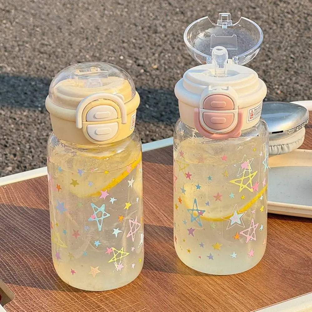 500ml Transparent Graffiti Straw Water Bottle with Strap โ Leakproof & BPA Free