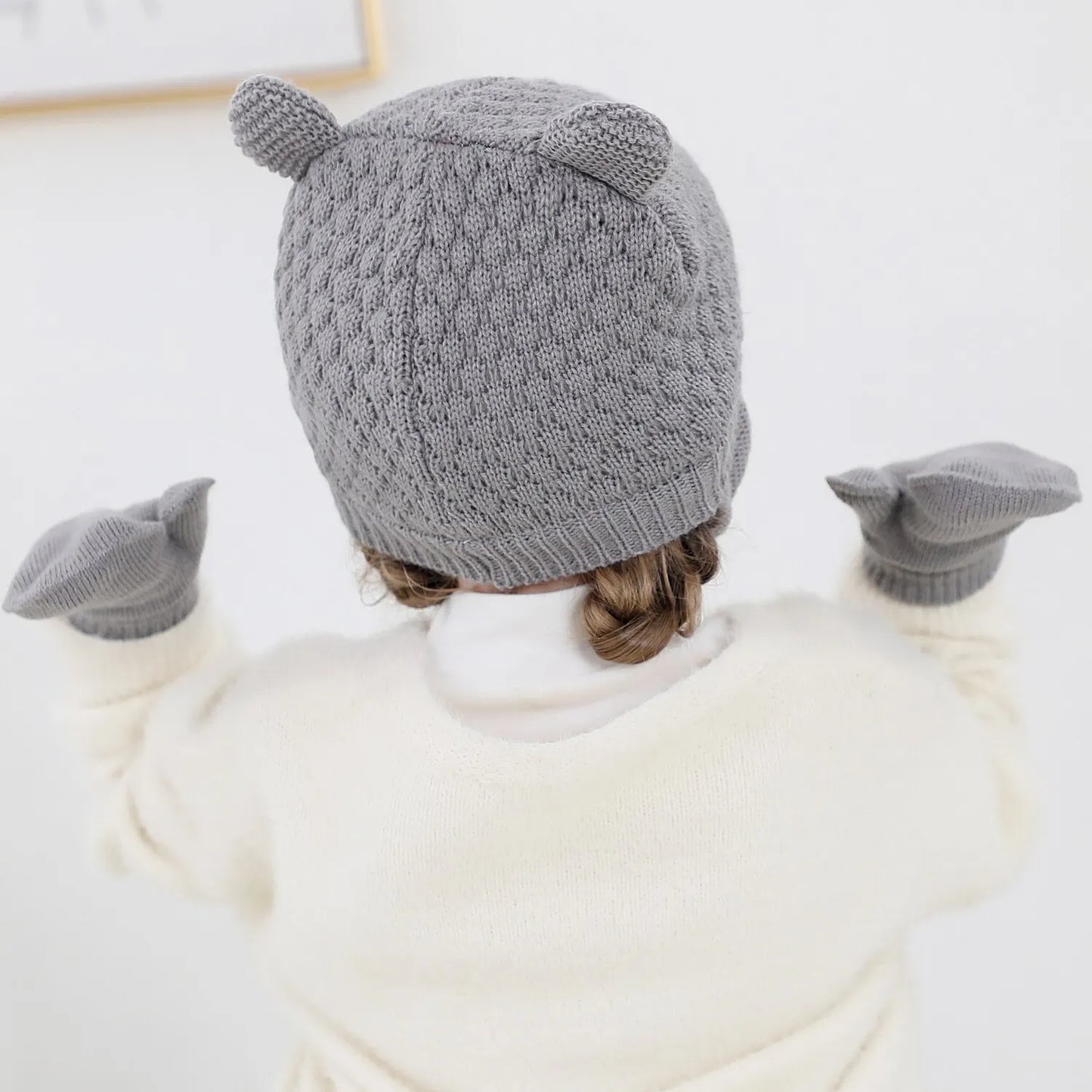 Baby Winter Knit Hat & Gloves Set – Cozy Ear Protection (2pcs)
