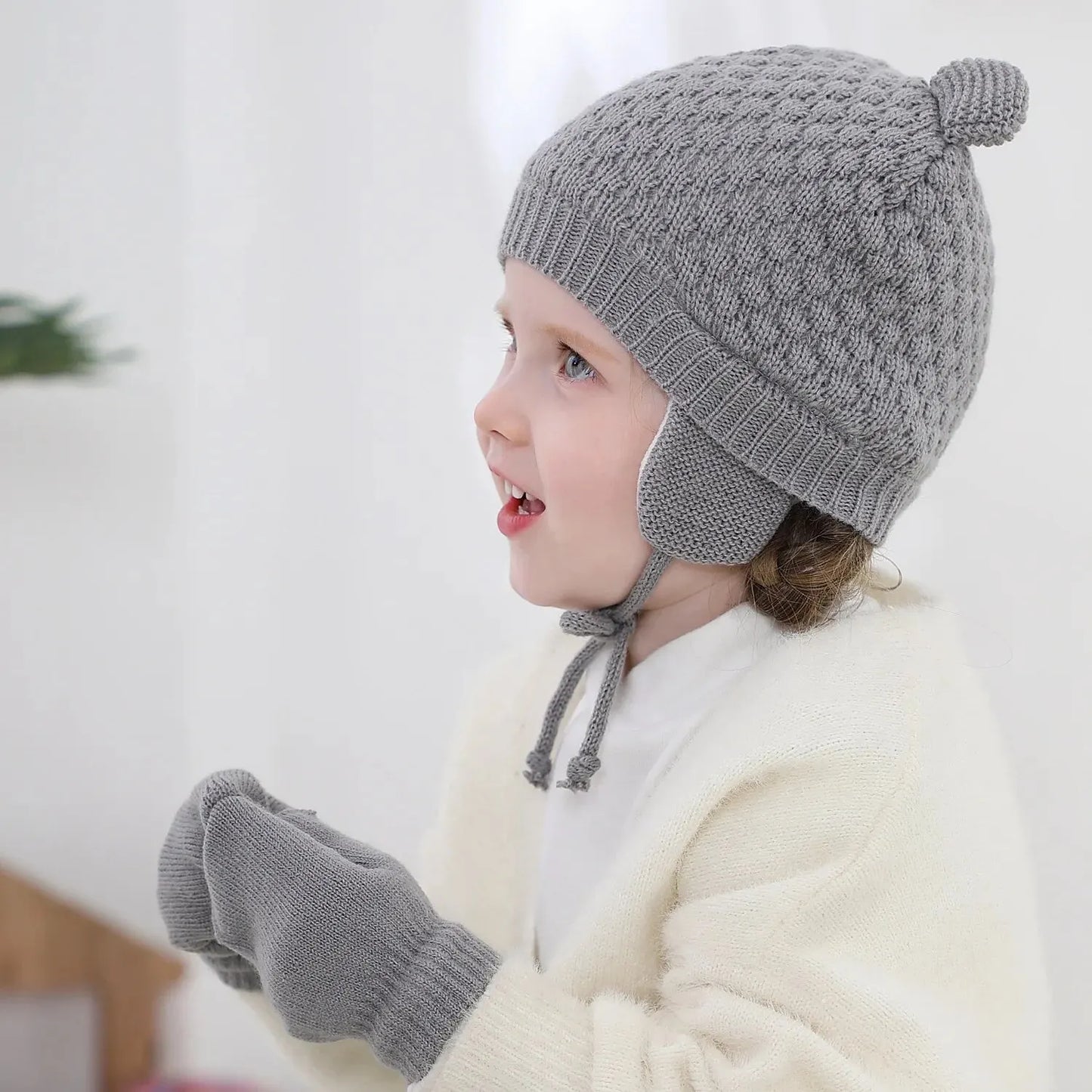 Baby Winter Knit Hat & Gloves Set – Cozy Ear Protection (2pcs)