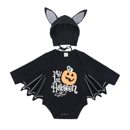 Halloween Baby Jumpsuit – Pumpkin & Letter Style