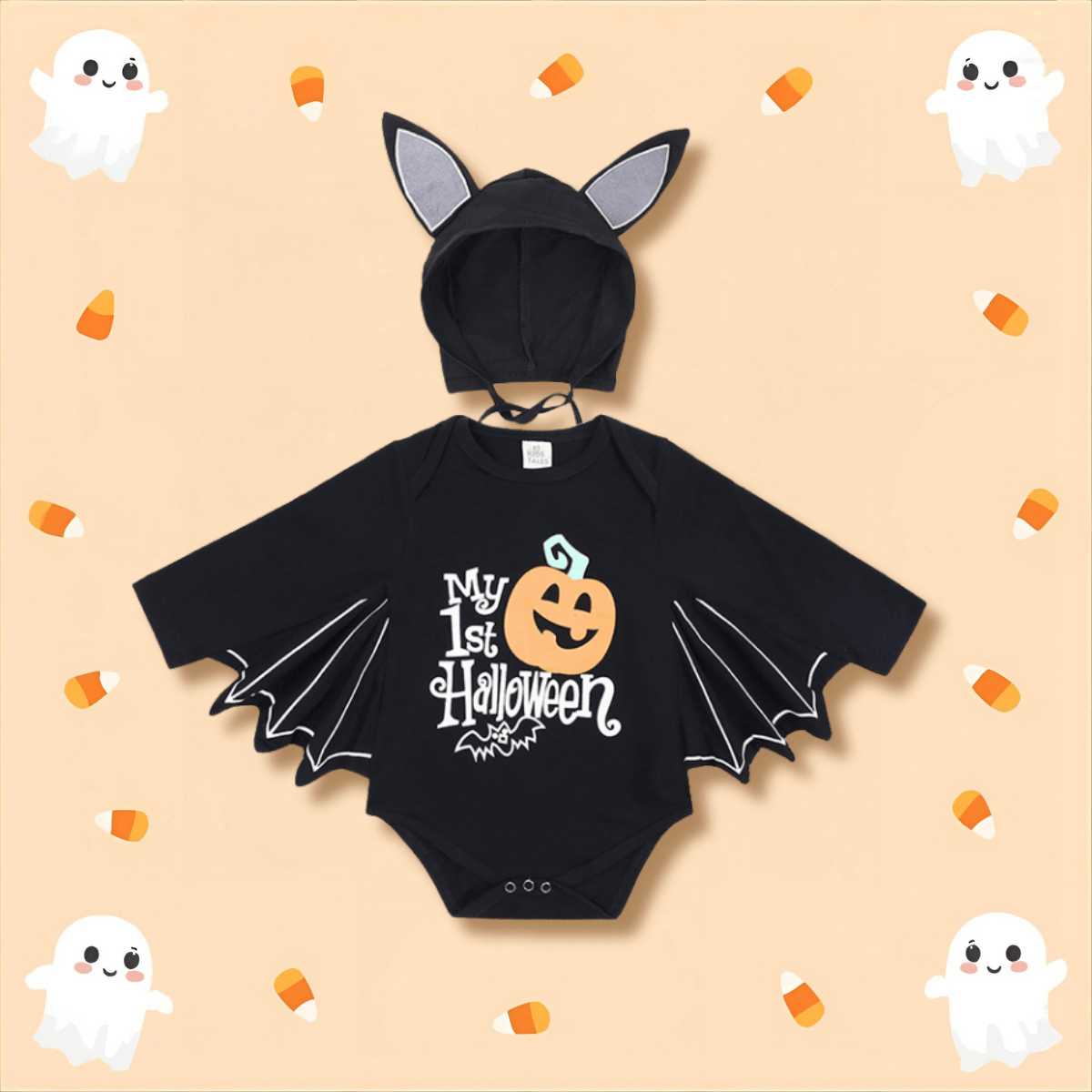 Halloween Baby Jumpsuit – Pumpkin & Letter Style