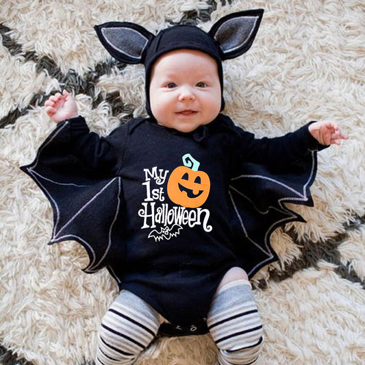 Halloween Baby Jumpsuit – Pumpkin & Letter Style