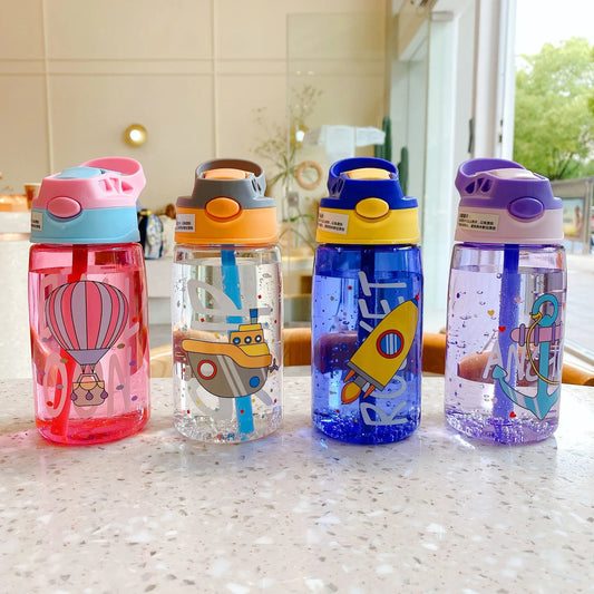 Children’s Cartoon Duck Beak Straw Water Bottle – Cute & Portable for Kids