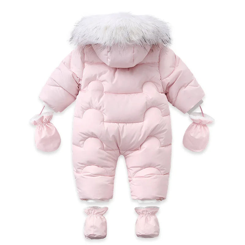Winter Wool Jumpsuit – Cozy Hooded Romper for Baby Boys & Girls (3–24M)