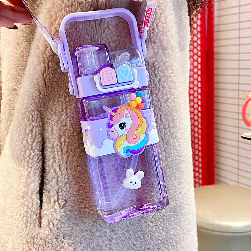 520ml Cartoon Kids Water Bottle with Strap – BPA Free