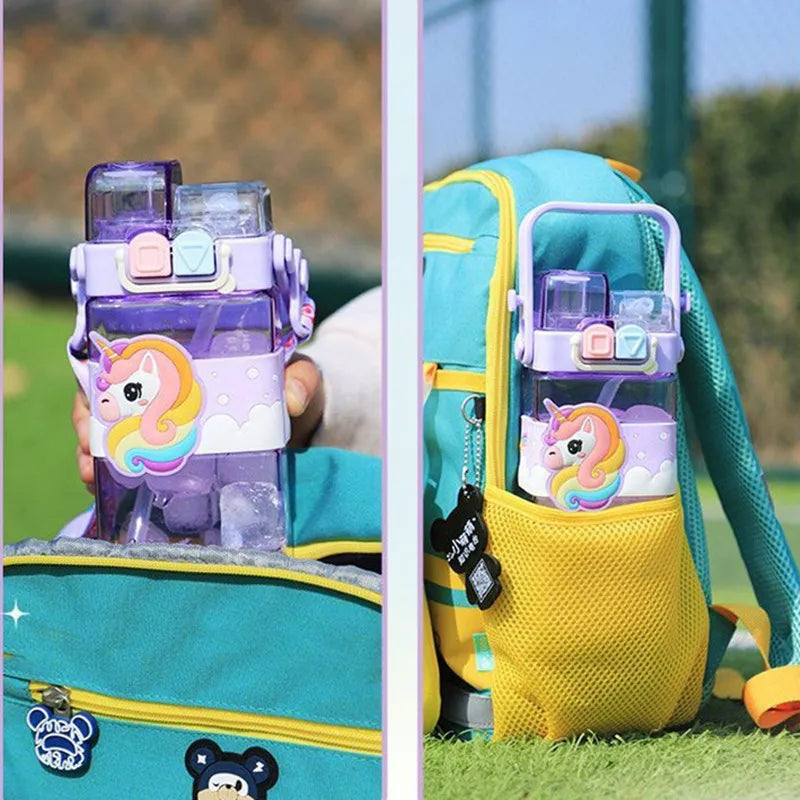520ml Cartoon Kids Water Bottle with Strap – BPA Free