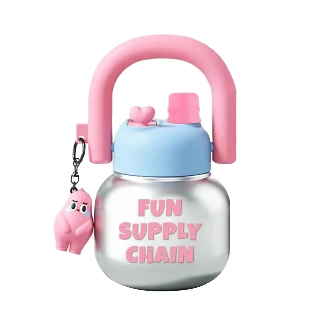 800ml Double Drink Water Bottle with Lid & Pendant