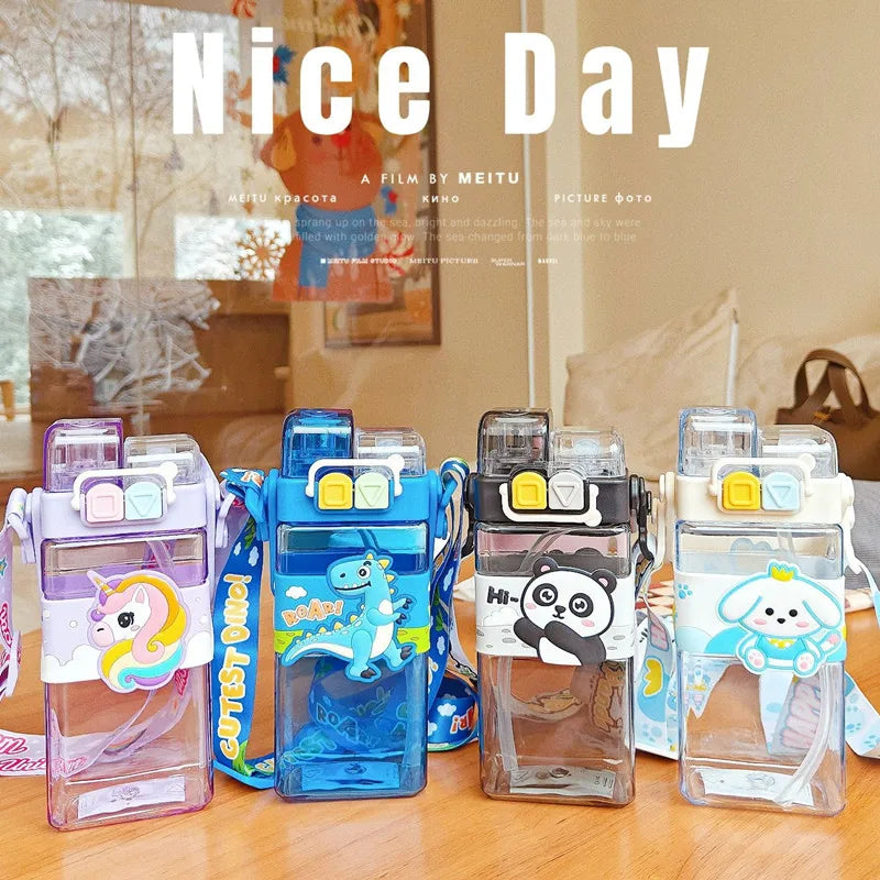 520ml Cartoon Kids Water Bottle with Strap – BPA Free