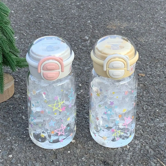 500ml Transparent Graffiti Straw Water Bottle with Strap – Leakproof & BPA Free