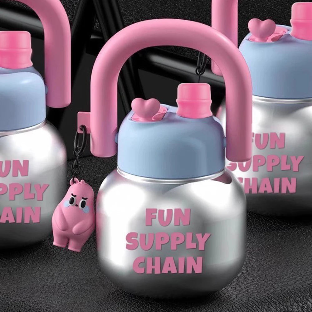 800ml Double Drink Water Bottle with Lid & Pendant