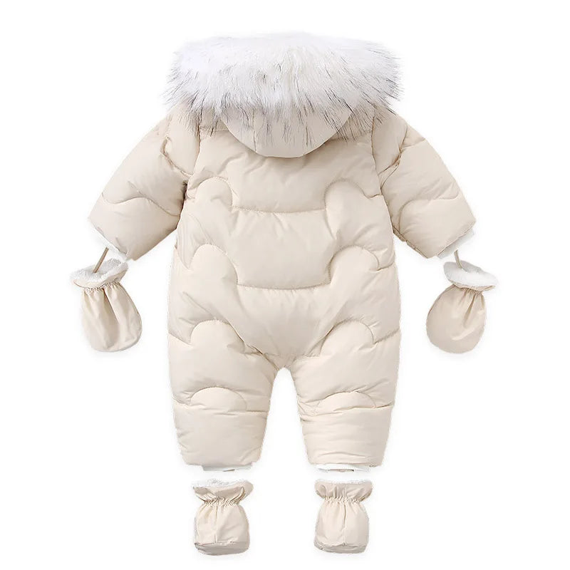 Winter Wool Jumpsuit – Cozy Hooded Romper for Baby Boys & Girls (3–24M)