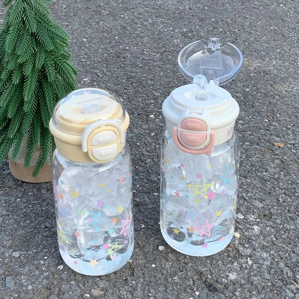 500ml Transparent Graffiti Straw Water Bottle with Strap – Leakproof & BPA Free