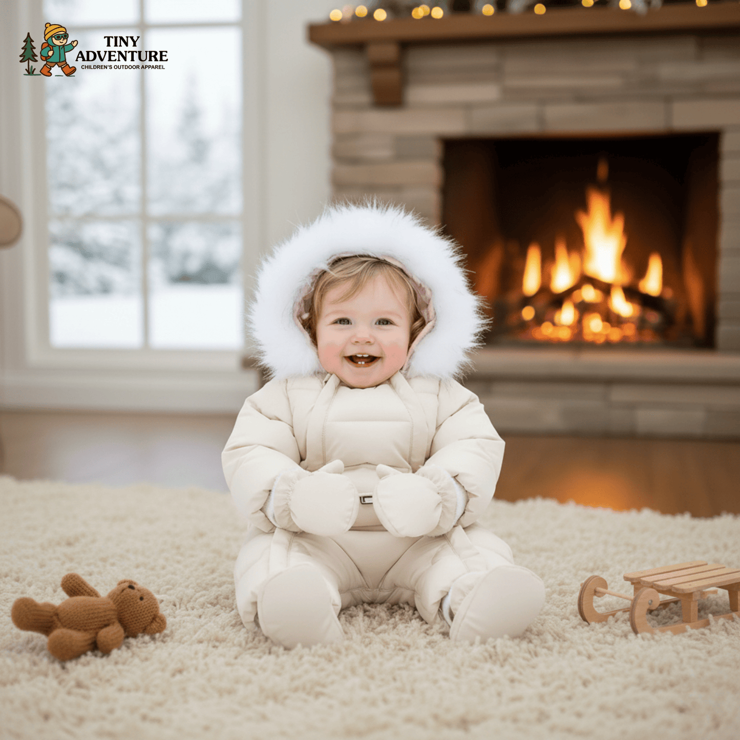 Winter Wool Jumpsuit – Cozy Hooded Romper for Baby Boys & Girls (3–24M)