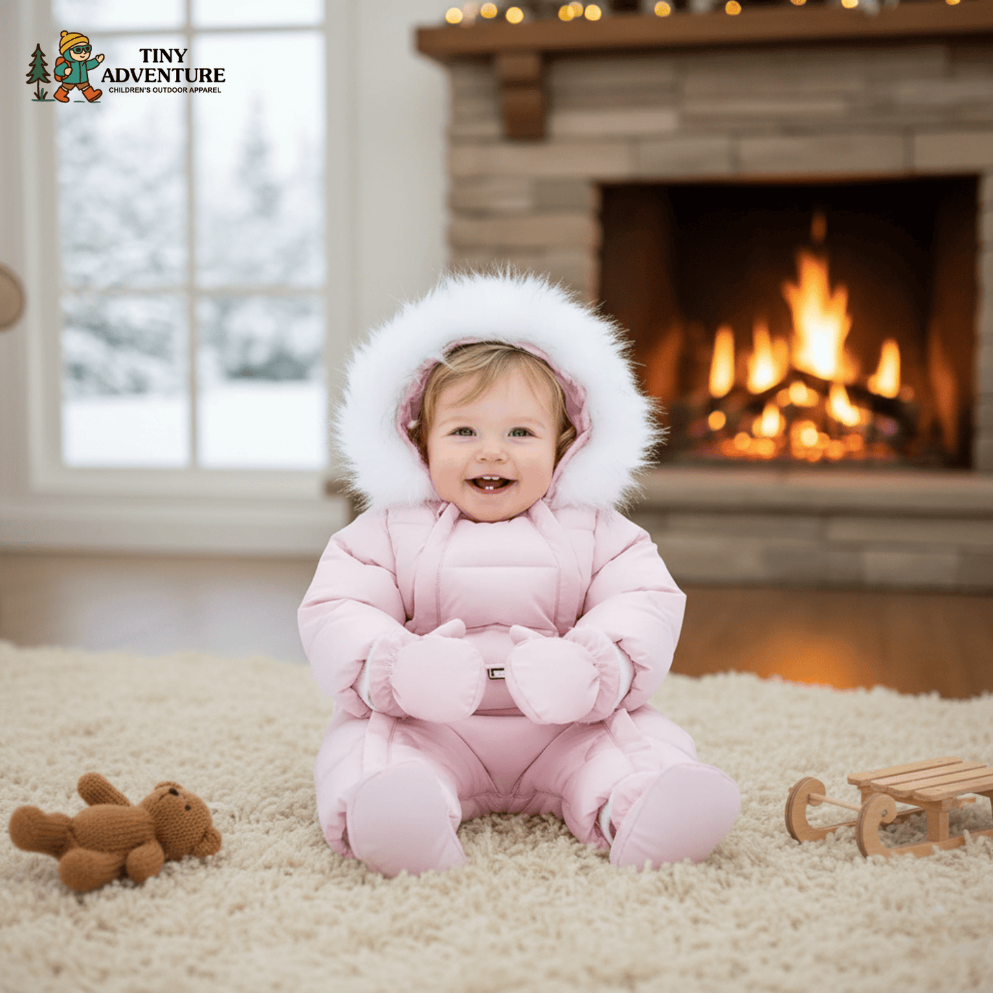 Winter Wool Jumpsuit – Cozy Hooded Romper for Baby Boys & Girls (3–24M)